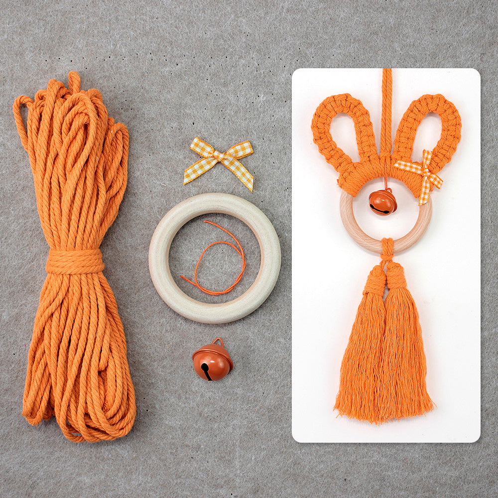 Macrame Kit Rabbit Ear Car Ornament Weaving Kit | Cute Rabbit | Animal Pendant | Beginner Weaving | Car Decoration | Handmade Gift