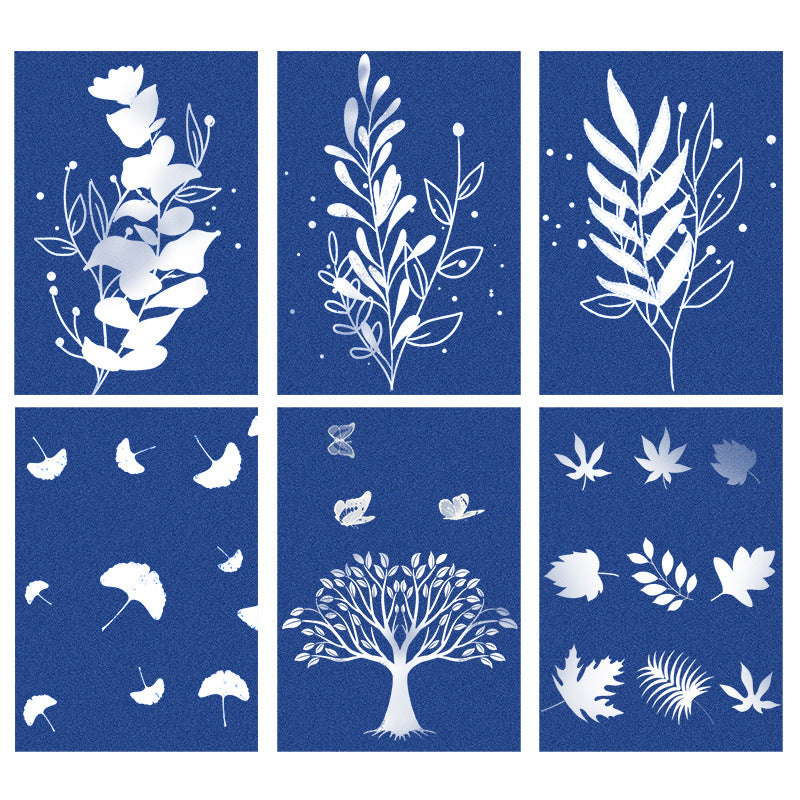 A6 Cyanotype Craft Kit Cyanotype Set | 4 Templates | Sun Printing Paper | For Parent-Child Activities/DIY Enthusiasts| For Bookmarks/Plant