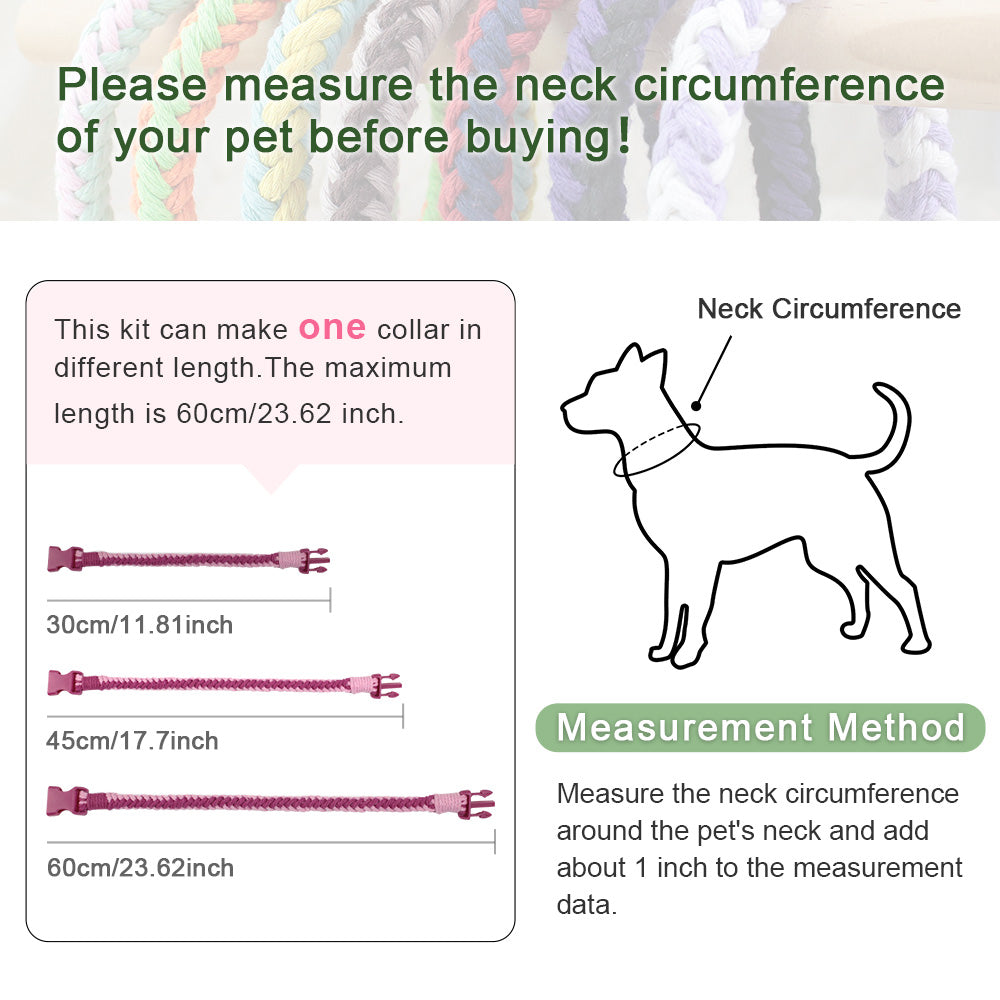 Macrame Kit 8-Strand Pet Collar Weaving Kit | 2-Color Intertwined | Adjustable Length | Pet Accessory | Beginner-Friendly