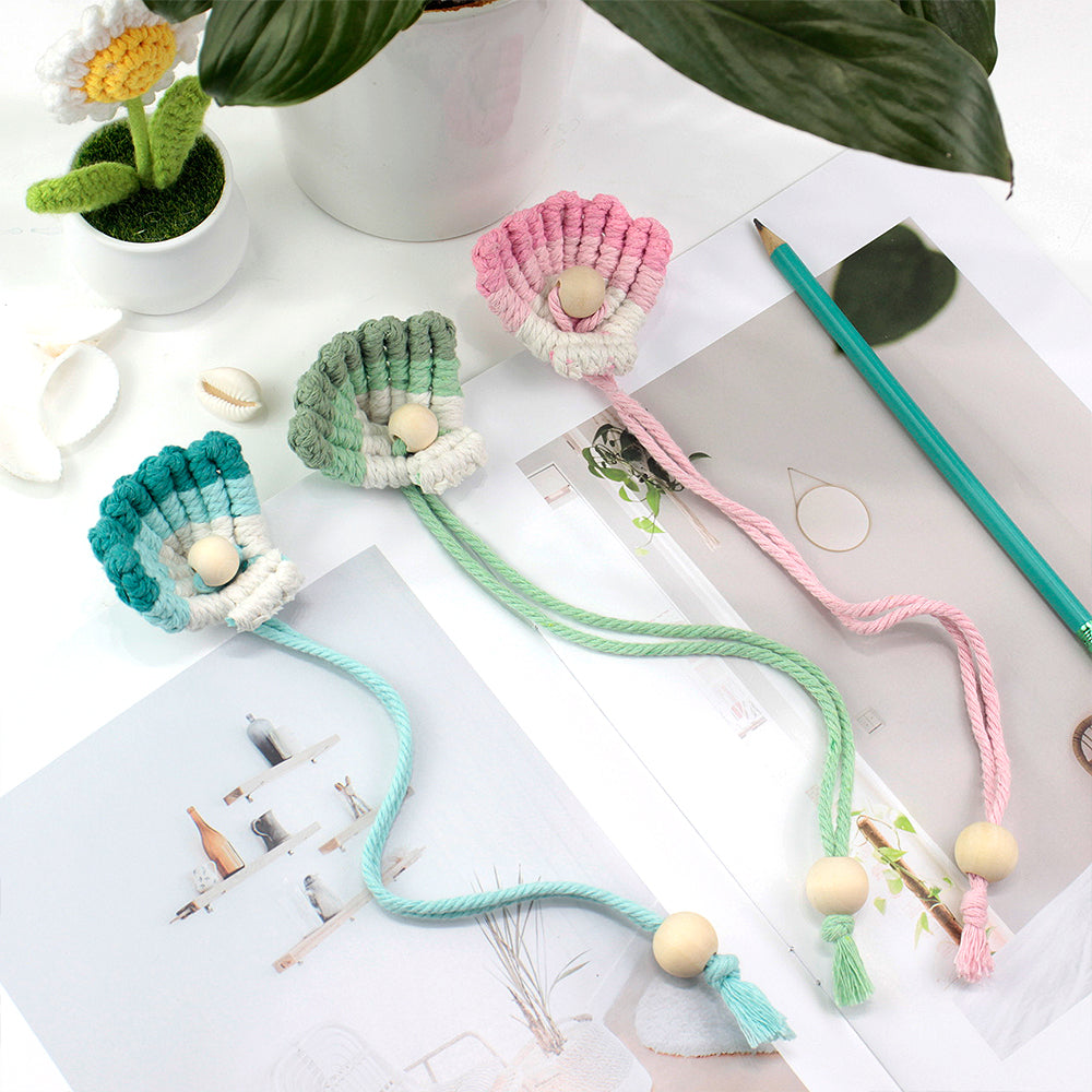 Macrame Kit Shell Bookmark Weaving Kit | 3D Gradient | Bag Charm/Curtain Tie | Beginner Weaving | Home Decor
