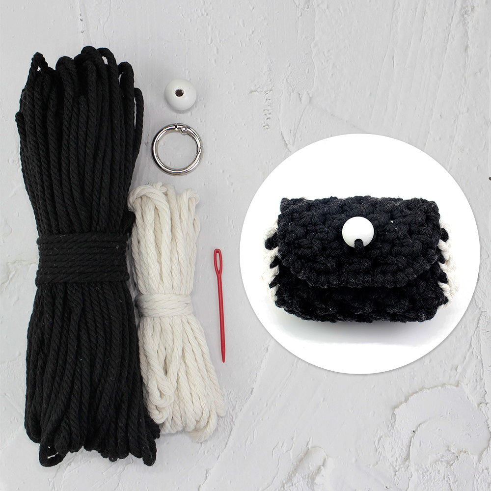 Square Earphone Bag Weaving Kit Macrame Kit | Bead Buckle Anti-Drop | Multi-Storage Use | DIY Gift | Beginner-Friendly