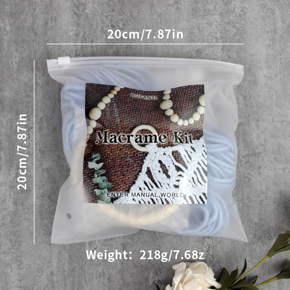 Macrame Kit Hollow Bag Weaving Kit | Dopamine Colors | Wooden Ring Handle | Commute/Outing Use | Beginner-Friendly