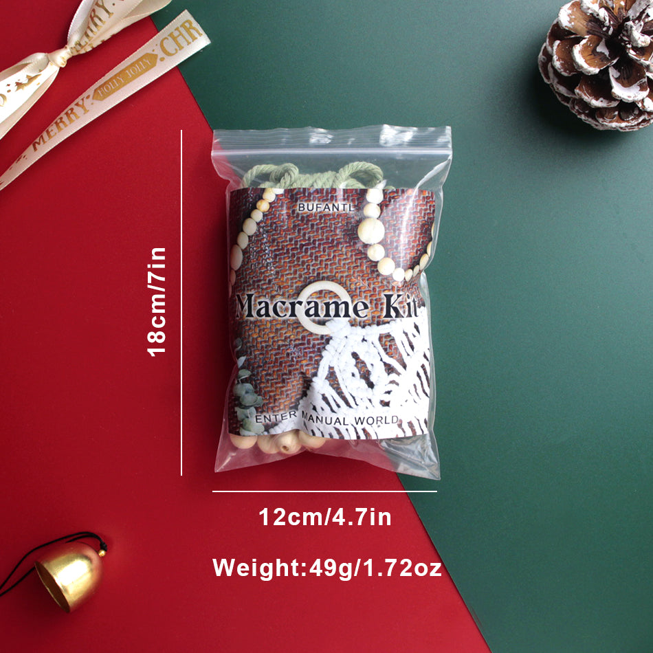 Christmas Tree Ornament Weaving Kit Macrame Kit | Car/Bag Pendant | Holiday DIY Gift | Beginner-Suitable Wooden Bead Christmas Tree