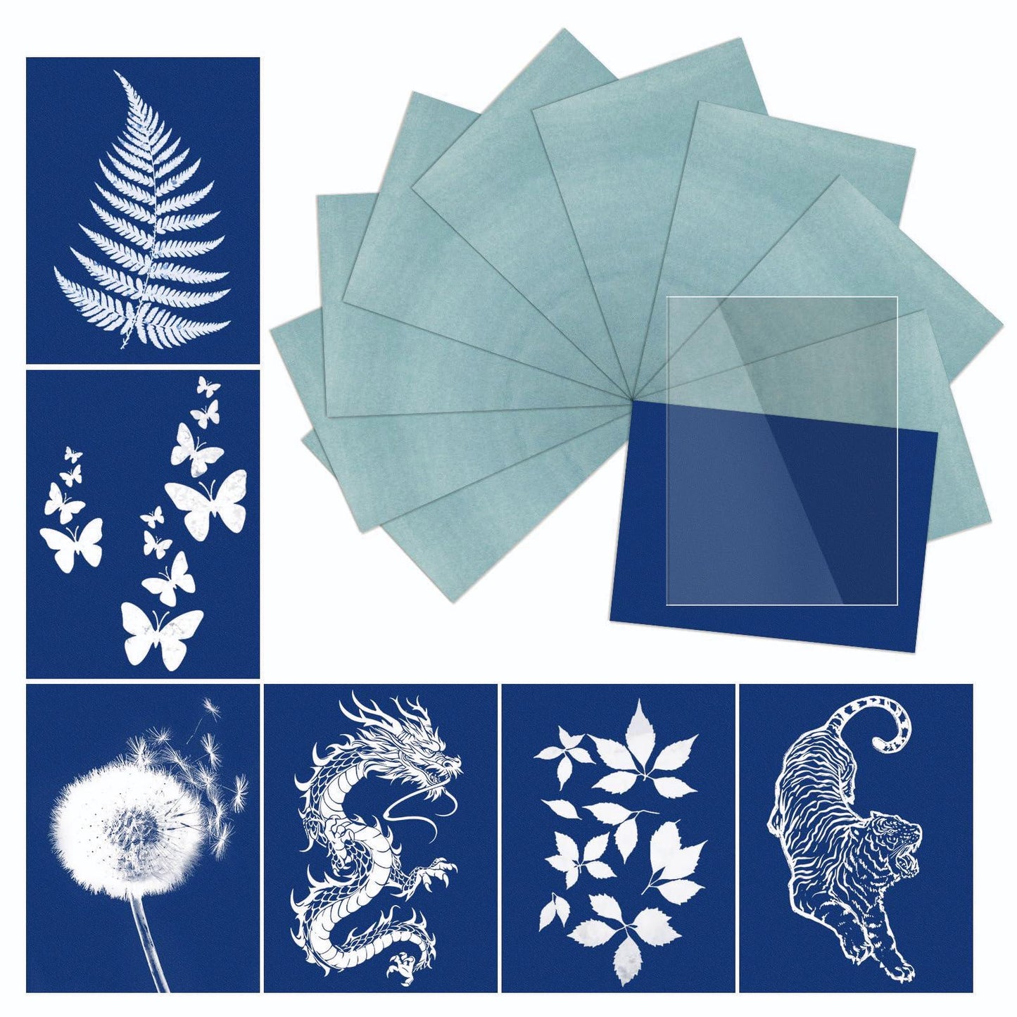 Cyanotype Set A6 Cyanotype Paper Refill | 5 Sheets | Lightweight Tasting Pack | For Bookmarks/Plant Specimens/Postcards| Exclusive for No Mass Stocking