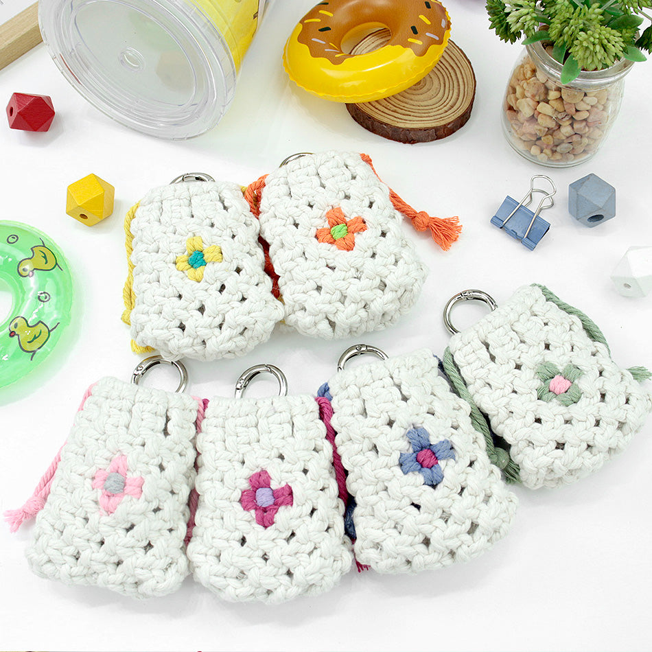 Daisy Earphone Bag Weaving Kit Macrame Kit | Drawstring Design | Adjustable Size | DIY Gift