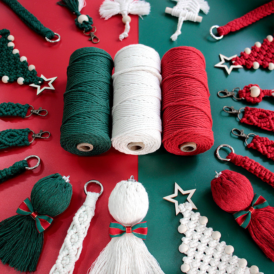 Macrame Kit Christmas Series Weaving Kit | 10 Tutorials | Keychain/Wristband/Christmas Ring | Beginner Weaving