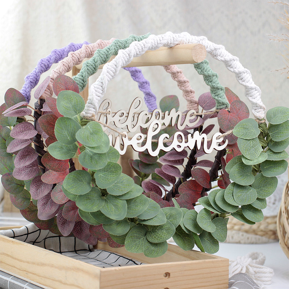 Macrame Kit Leaf Wreath Weaving Kit | 4-Color Option | Natural Wreath | Wall Decor | Beginner Weaving | Handmade Gift