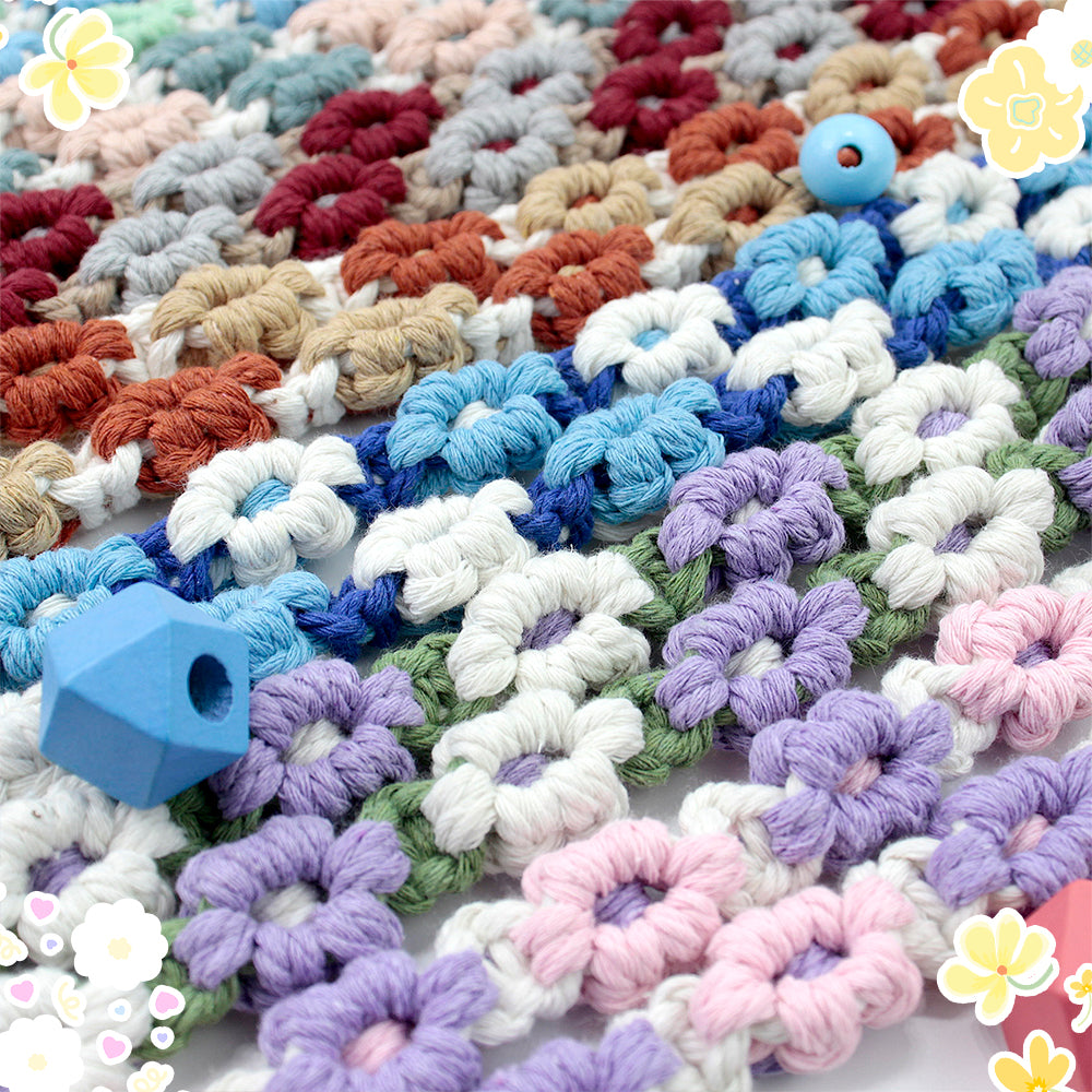 Macrame Kit Daisy Keychain Wristband Lanyard Combo Kit | Contrast/Fresh Colors | Anti-Lost String | Beginner Weavinggift wrapping