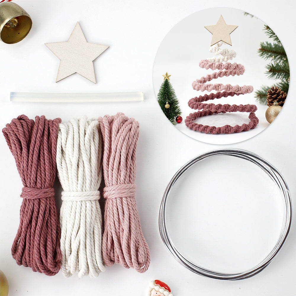 Gradient Half-Knot Christmas Tree Weaving Kit Macrame Kit | Polyester Rope | Holiday DIY Gift | Home Decor | Beginner-Suitable | Tabletop Decor