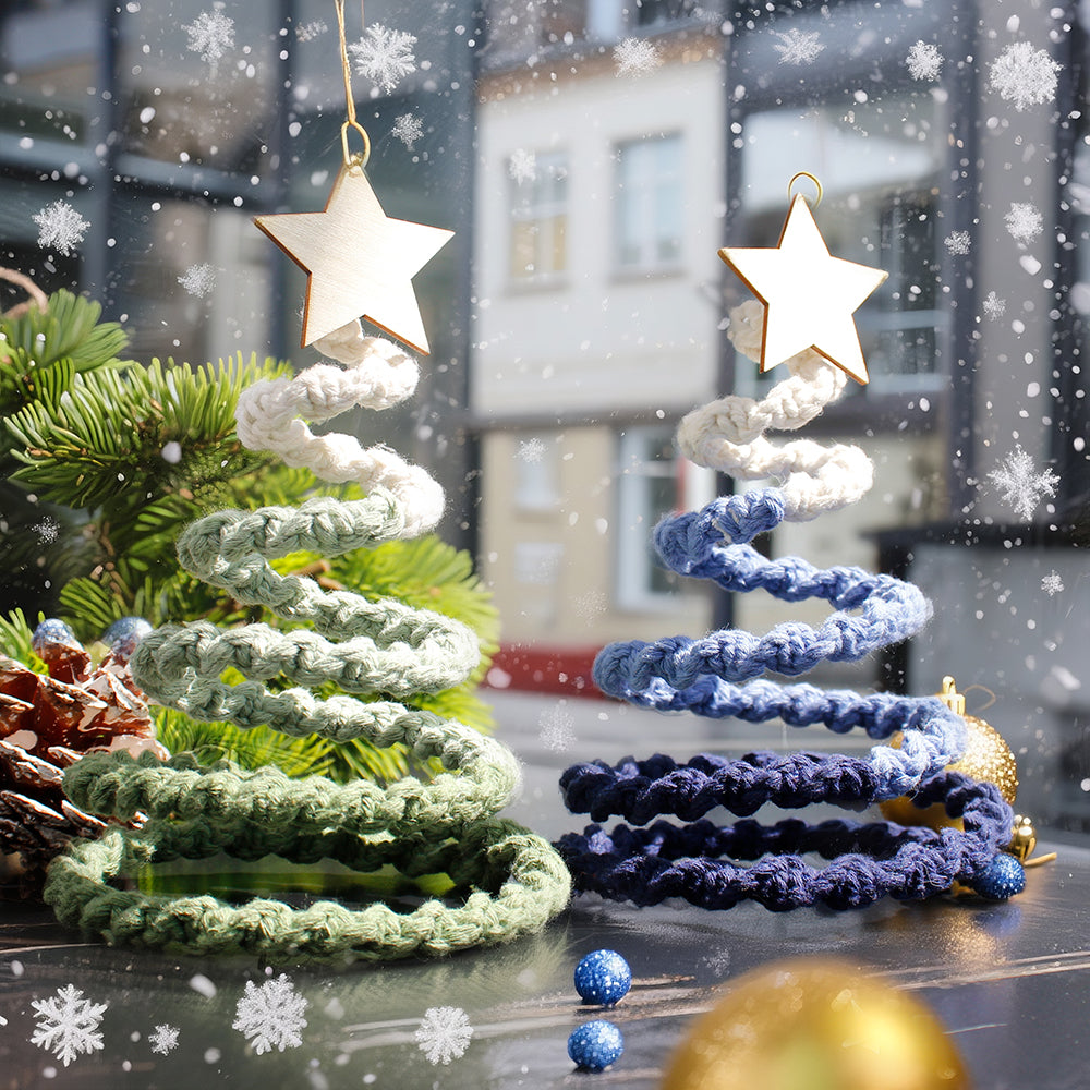 Gradient Half-Knot Christmas Tree Weaving Kit Macrame Kit | Polyester Rope | Holiday DIY Gift | Home Decor | Beginner-Suitable | Tabletop Decor