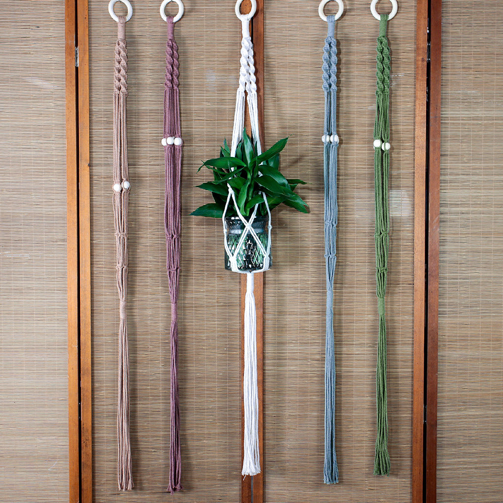 Long Tassel Plant Hanger Weaving Kit Macrame Kit | Plant Net Pocket | Hanging Storage | Handmade Gift | Beginner-Suitable