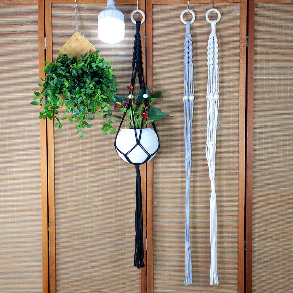 Long Tassel Plant Hanger Weaving Kit Macrame Kit | Plant Net Pocket | Hanging Storage | Handmade Gift | Beginner-Suitable