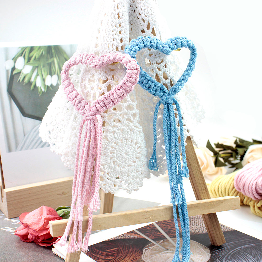 Macrame Kit Heart Series 4-Piece Combo Kit | Tassel Heart Tapestry/Keychain/Napkin Ring | Bohemian Style | Beginner Weaving