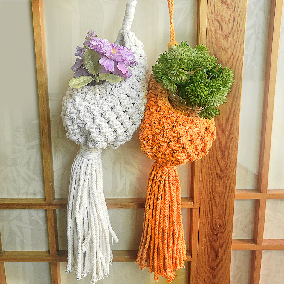 Mini Eggshell-Shaped Macrame Kit for Beginners - DIY Woven Hanging Basket, Home Decor Plant Hammock, Storage Basket,Mini Hanging Storage Basket, Home Plant Corner Decor
