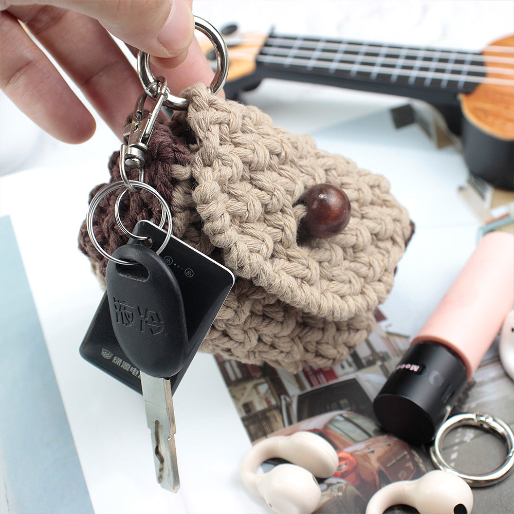 Square Earphone Bag Weaving Kit Macrame Kit | Bead Buckle Anti-Drop | Multi-Storage Use | DIY Gift | Beginner-Friendly