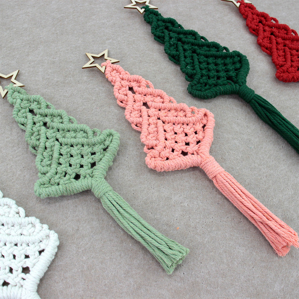Christmas Tree Weaving Kit Macrame Kit | Tassel Trunk | Car/Home Pendant | Holiday DIY Gift | Beginner-Suitable