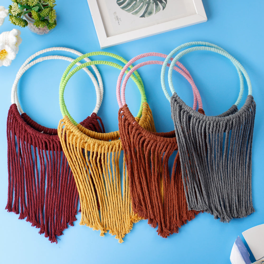 Macrame Kit Round Storage Basket Weaving Kit | Bohemian Style | Wall-Mounted Storage | Shelf | Beginner Weaving