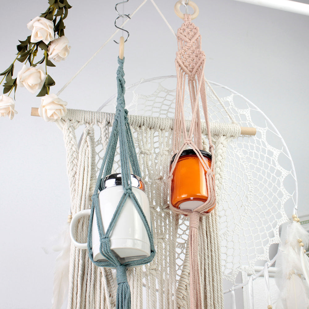 Macrame Kit Long Tassel Small Plant Hanger Weaving Kit | For Small-Medium Pots | Hanging Design | Space-Saving | Beginner-Friendly