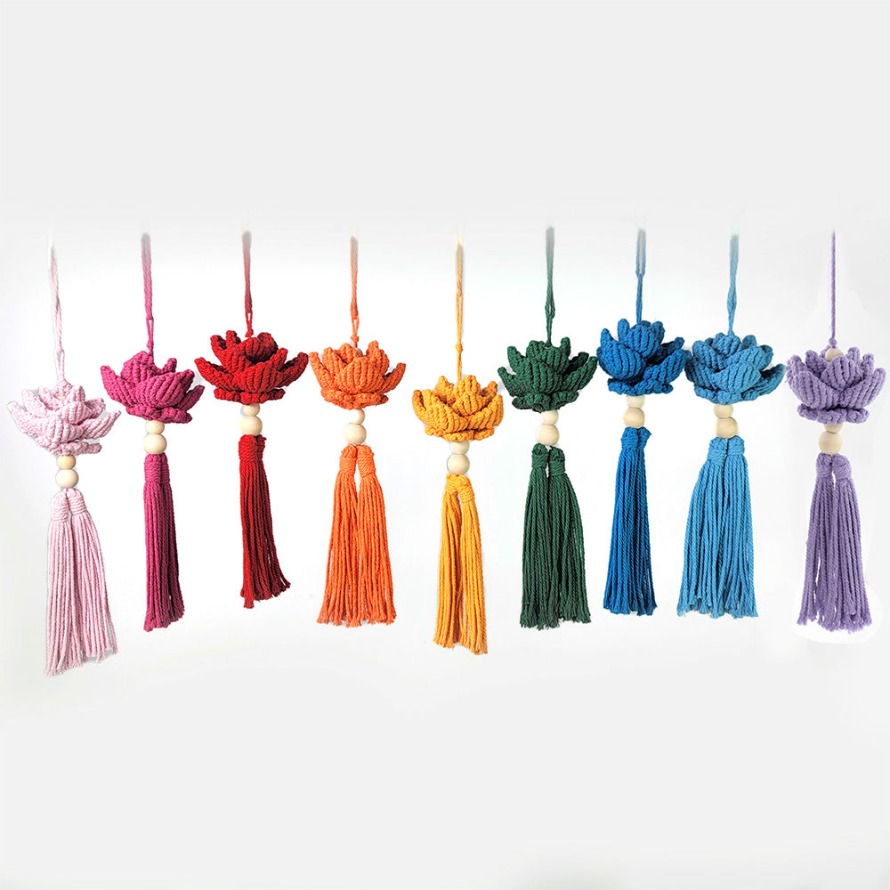 Macrame Kit Lotus Pendant Weaving Kit | 3D Petals | Car Ornament/Home Decor | Beginner Weaving| Handmade Gift