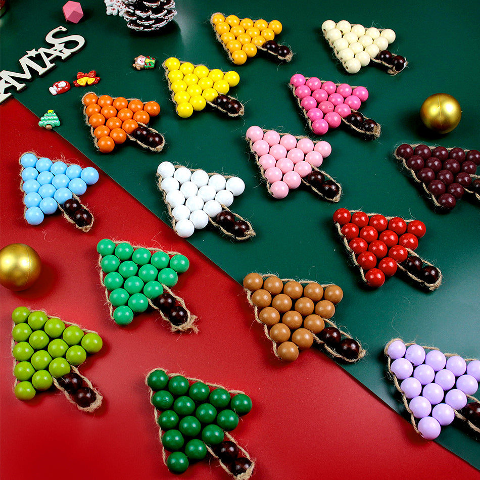 Christmas Wooden Bead Tree Weaving Kit Macrame Kit | Car/Home Use | 2-Color Beads (Exquisite Shape) | Holiday DIY Gift | Beginner-Suitable