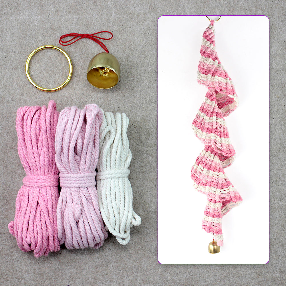 Macrame Kit Spiral Wind Chime Weaving Kit | Gradient Color | Wave Shape | Gold Bell | Beginner Weaving