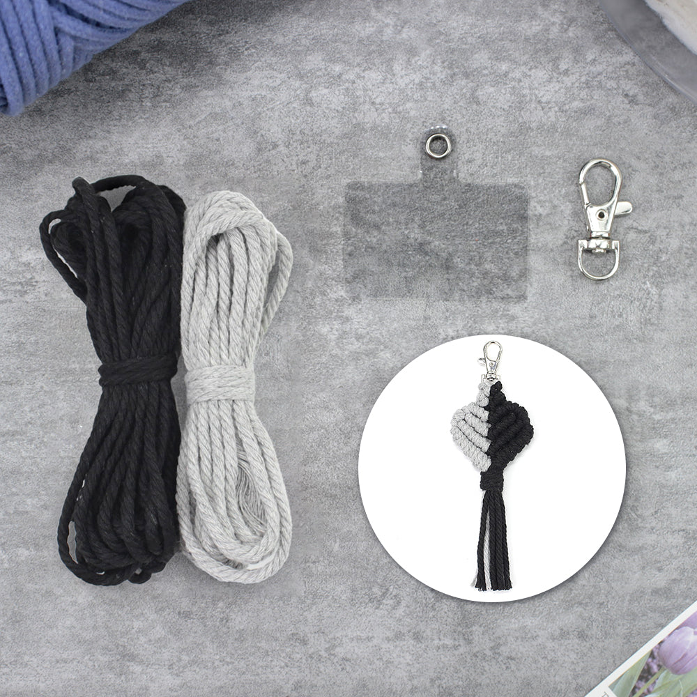 Macrame Keychain DIY Kit - Heart-Shaped Handmade Weaving Supplies with English Tutorial | Craft Set