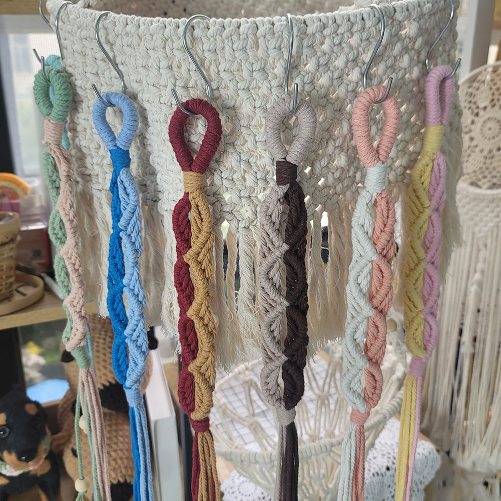 Macrame Kit Beaded Curtain Tieback Weaving Kit | Contrast Color Design | Wooden Bead Curtain Tieback | Curtain Organizer | Beginner Weaving