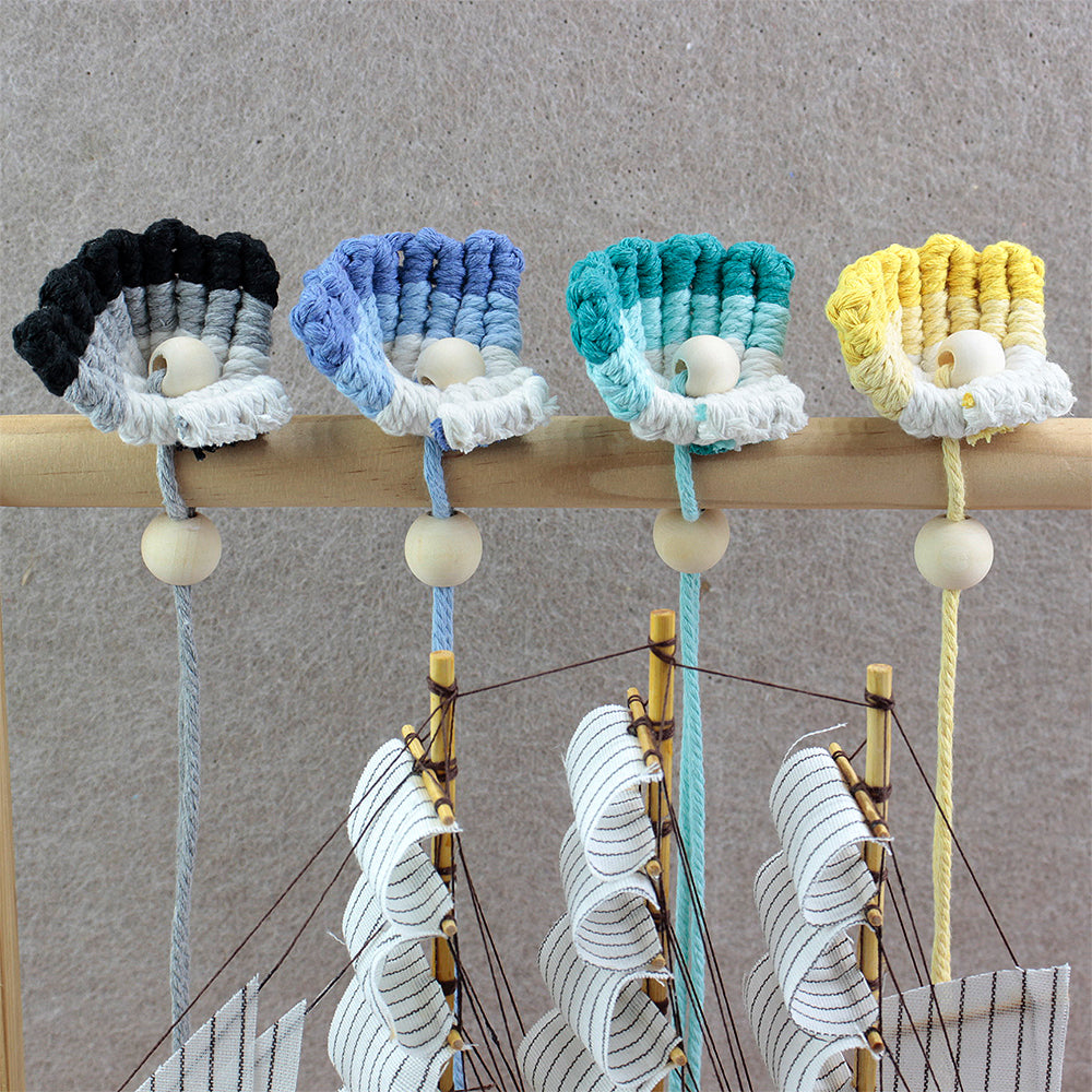Macrame Kit Shell Bookmark Weaving Kit | 3D Gradient | Bag Charm/Curtain Tie | Beginner Weaving | Home Decor