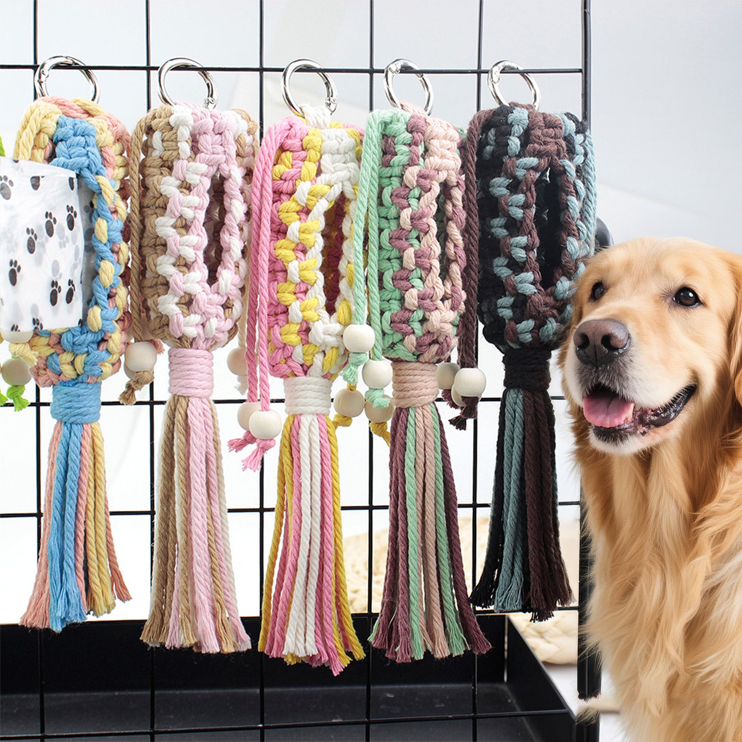Pet Storage Bag Weaving Kit Macrame Kit | Poop Bag Holder | Compact & Convenient | Handmade Gift | Beginner-Suitable