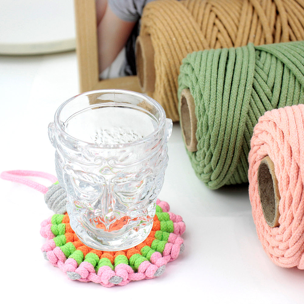 Sunflower Coaster Weaving Kit Macrame Kit | Hangable Decoration | Fits Most Cups | Heat Pad | Beginner-Friendly| Heat-Resistant Table Guard