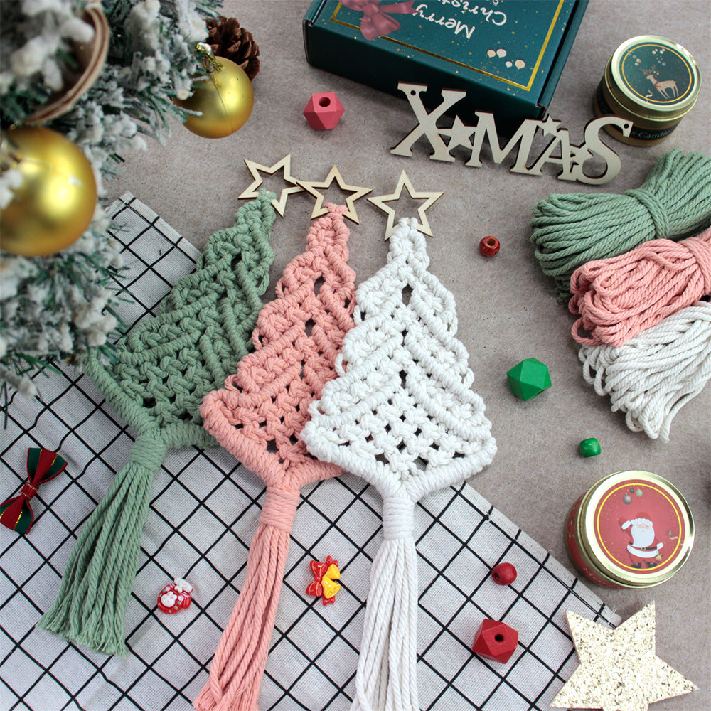 Christmas Tree Weaving Kit Macrame Kit | Tassel Trunk | Car/Home Pendant | Holiday DIY Gift | Beginner-Suitable