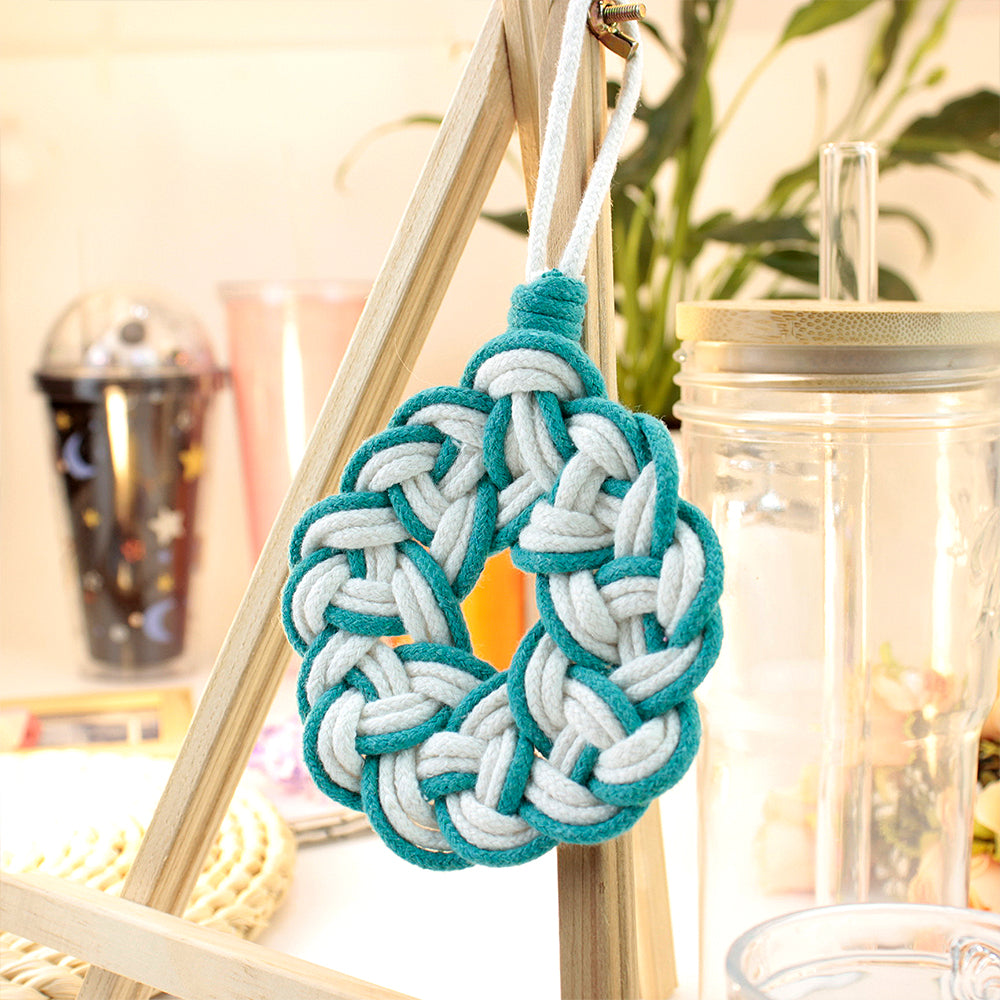 Macrame Kit Round Lace Coaster Weaving Kit | Light Color Elegance | Color Edging | Heat Pad | Beginner Weaving | Fits Most Cups
