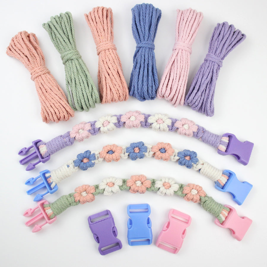 Macrame Kit Daisy Flower Pet Collar Weaving Kit | 3-Color Comfort Match | Adjustable Length | Pet Accessory | Beginner-Friendly