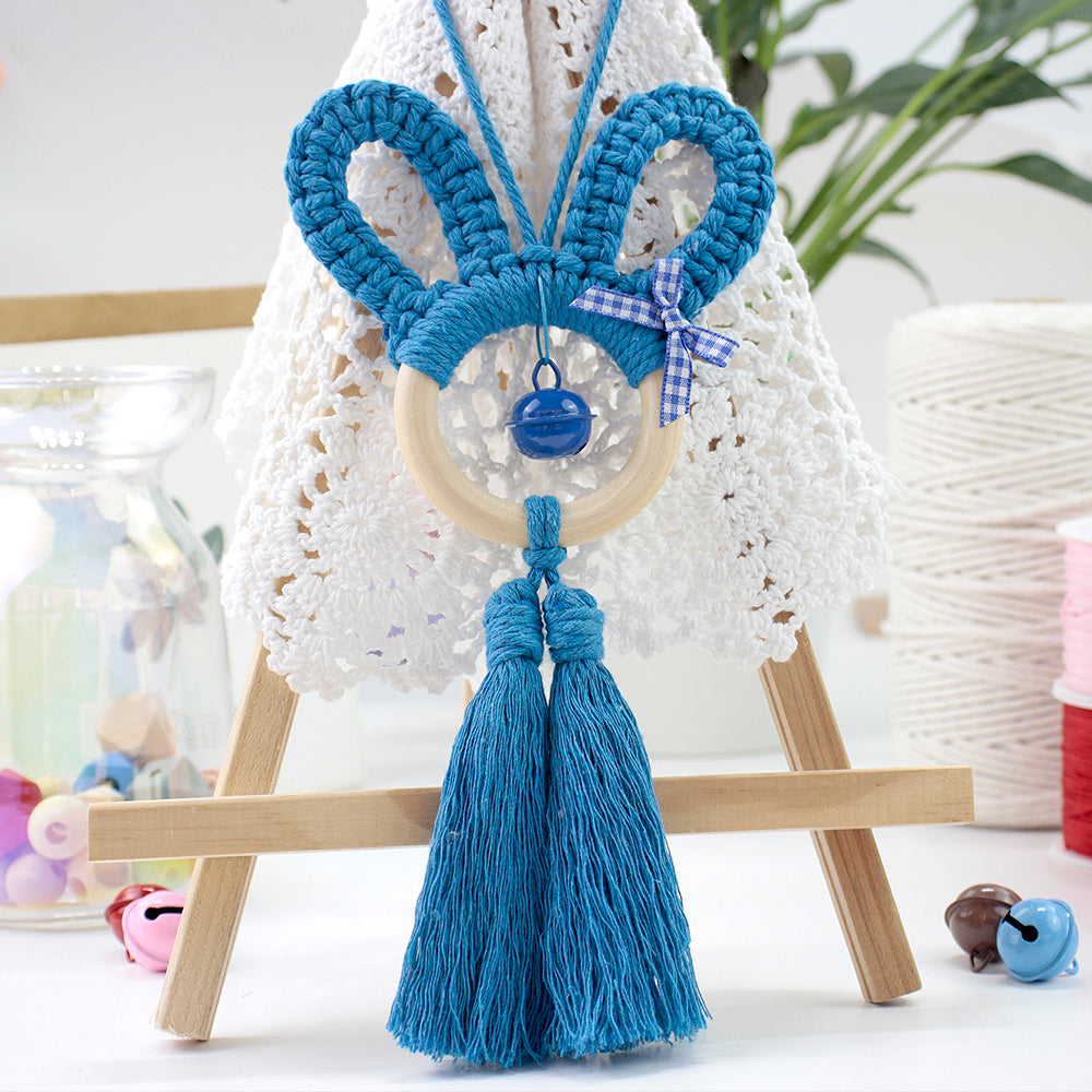 Macrame Kit Rabbit Ear Car Ornament Weaving Kit | Cute Rabbit | Animal Pendant | Beginner Weaving | Car Decoration | Handmade Gift