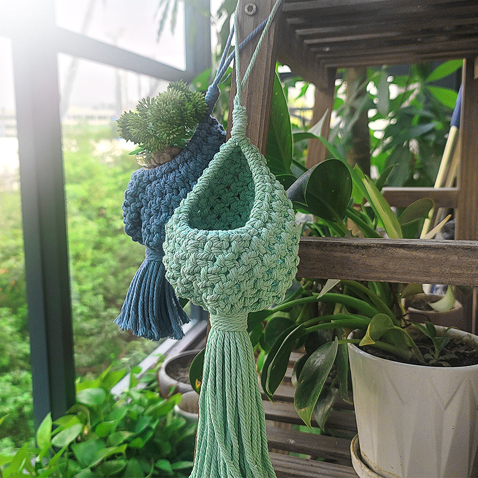 Mini Eggshell-Shaped Macrame Kit for Beginners - DIY Woven Hanging Basket, Home Decor Plant Hammock, Storage Basket,Mini Hanging Storage Basket, Home Plant Corner Decor