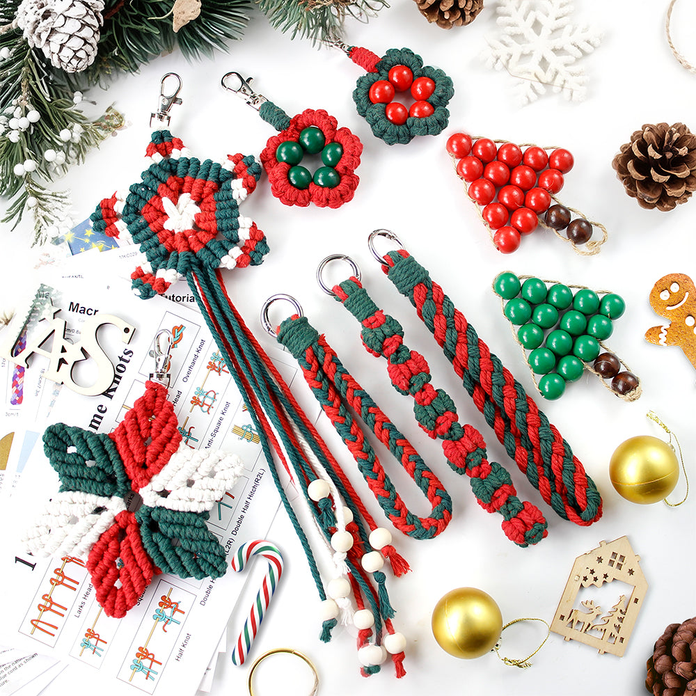 Christmas Five-Bead Flower Pendant Kit Macrame Kit | Home Decor/Christmas Ornament | English Tutorial | Beginner-Friendly | Handmade Gift