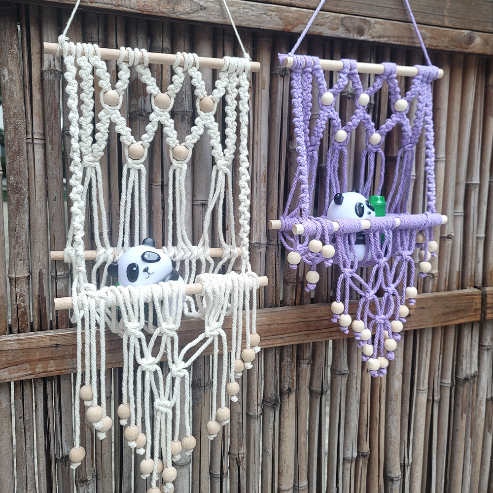 Wooden Bead Wall-Mounted Bookshelf Weaving Kit Macrame Kit | Wall Decor | Home Decor | Wall Bookshelf | Beginner-Friendly| Bohemian Style