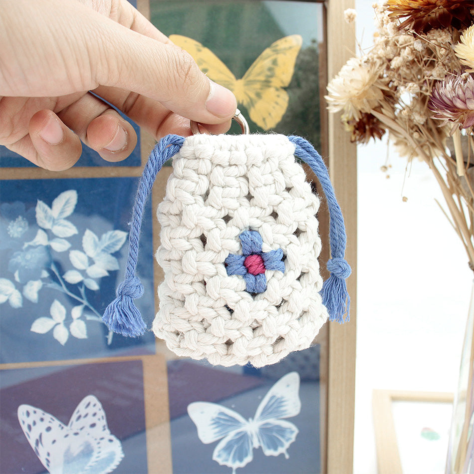 Daisy Earphone Bag Weaving Kit Macrame Kit | Drawstring Design | Adjustable Size | DIY Gift