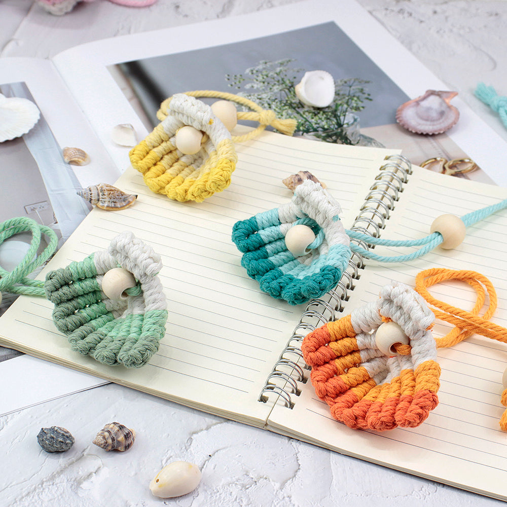Macrame Kit Shell Bookmark Weaving Kit | 3D Gradient | Bag Charm/Curtain Tie | Beginner Weaving | Home Decor