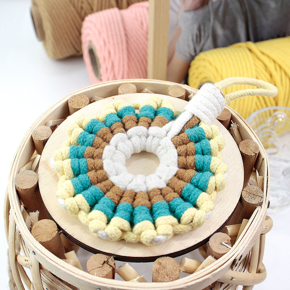 Sunflower Coaster Weaving Kit Macrame Kit | Hangable Decoration | Fits Most Cups | Heat Pad | Beginner-Friendly| Heat-Resistant Table Guard