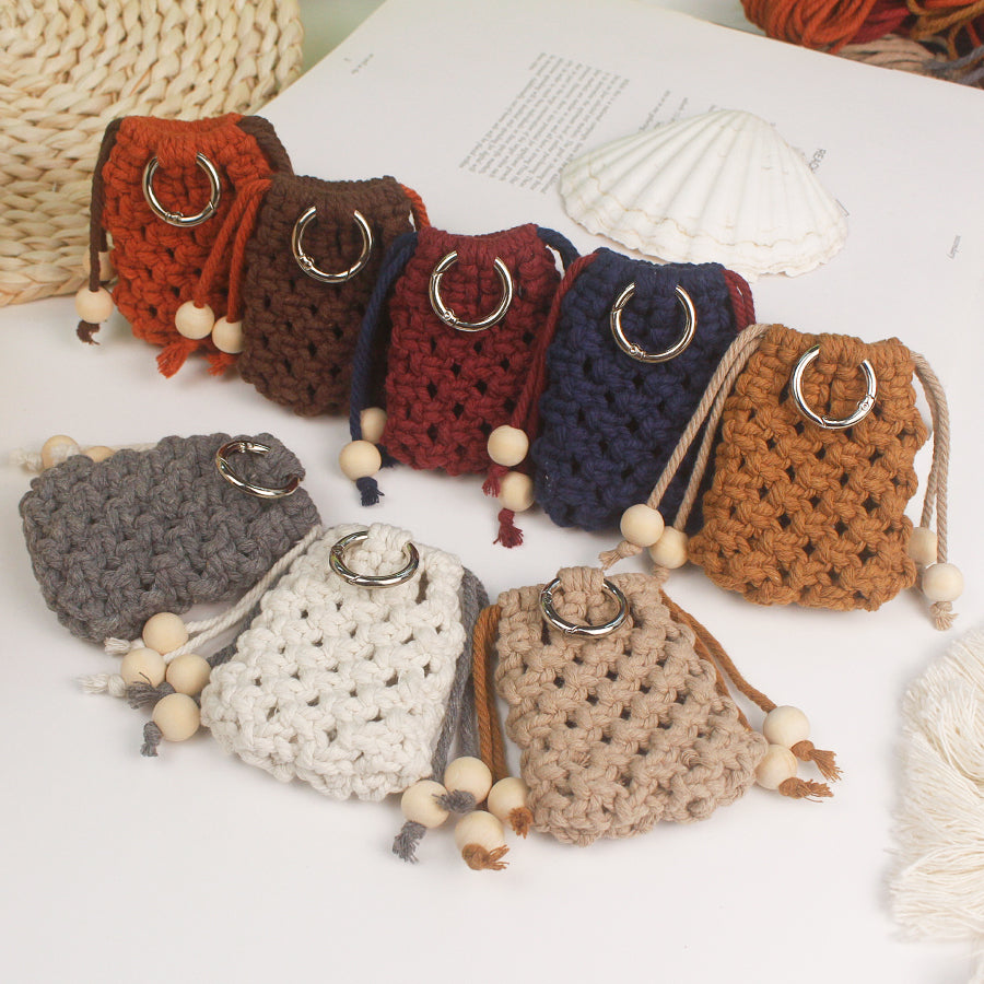 Macrame Kit Drawstring Earphone Bag Weaving Kit | Bohemian Style | Hangable on Big Bags | Beginner-Friendly