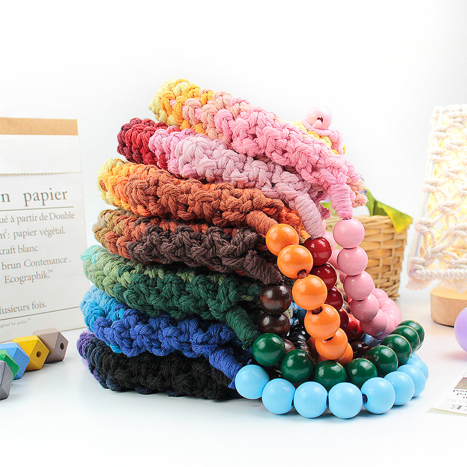 Macrame Kit Heart-Shaped Beaded Tote Weaving Kit | Dopamine Colors | Commute/Outing Use | Beginner-Friendly | DIY Gift