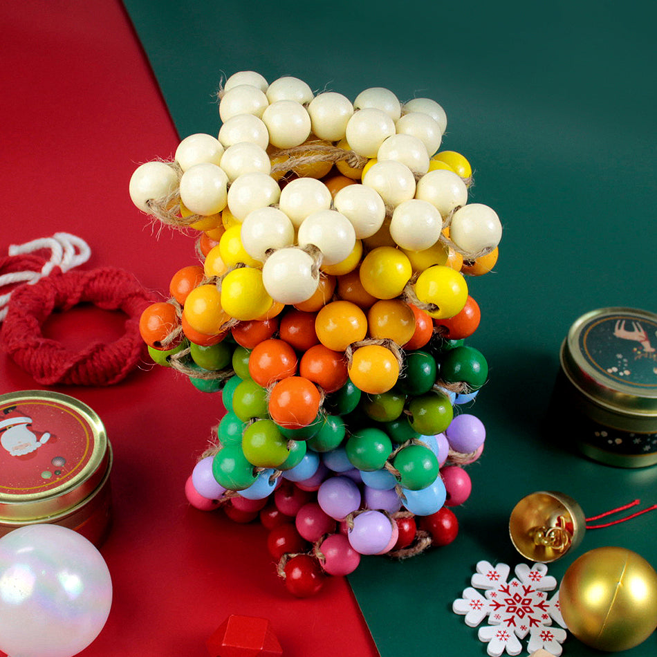 Macrame Kit Christmas Wooden Bead Star Weaving Kit | Single-Color Beads | Symmetrical & Plump | Multi-Scene Decor | Beginner-Friendly| Car/Home Use