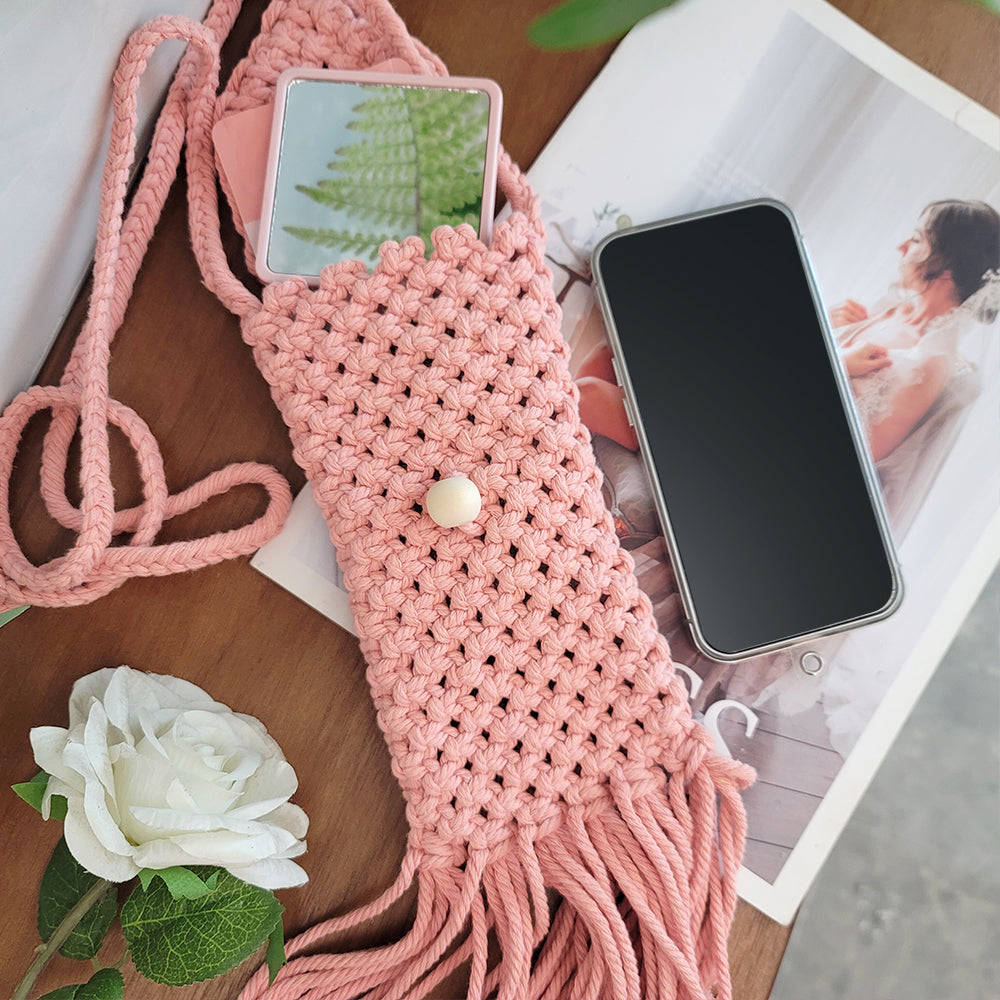 Tassel Phone Bag Weaving Kit Macrame Kit | Strong Enclosure | Slim Woven Strap | DIY Gift| Beginner-Friendly
