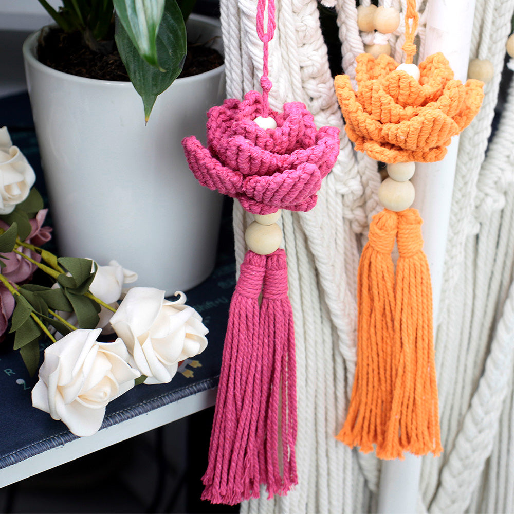 Macrame Kit Lotus Pendant Weaving Kit | 3D Petals | Car Ornament/Home Decor | Beginner Weaving| Handmade Gift