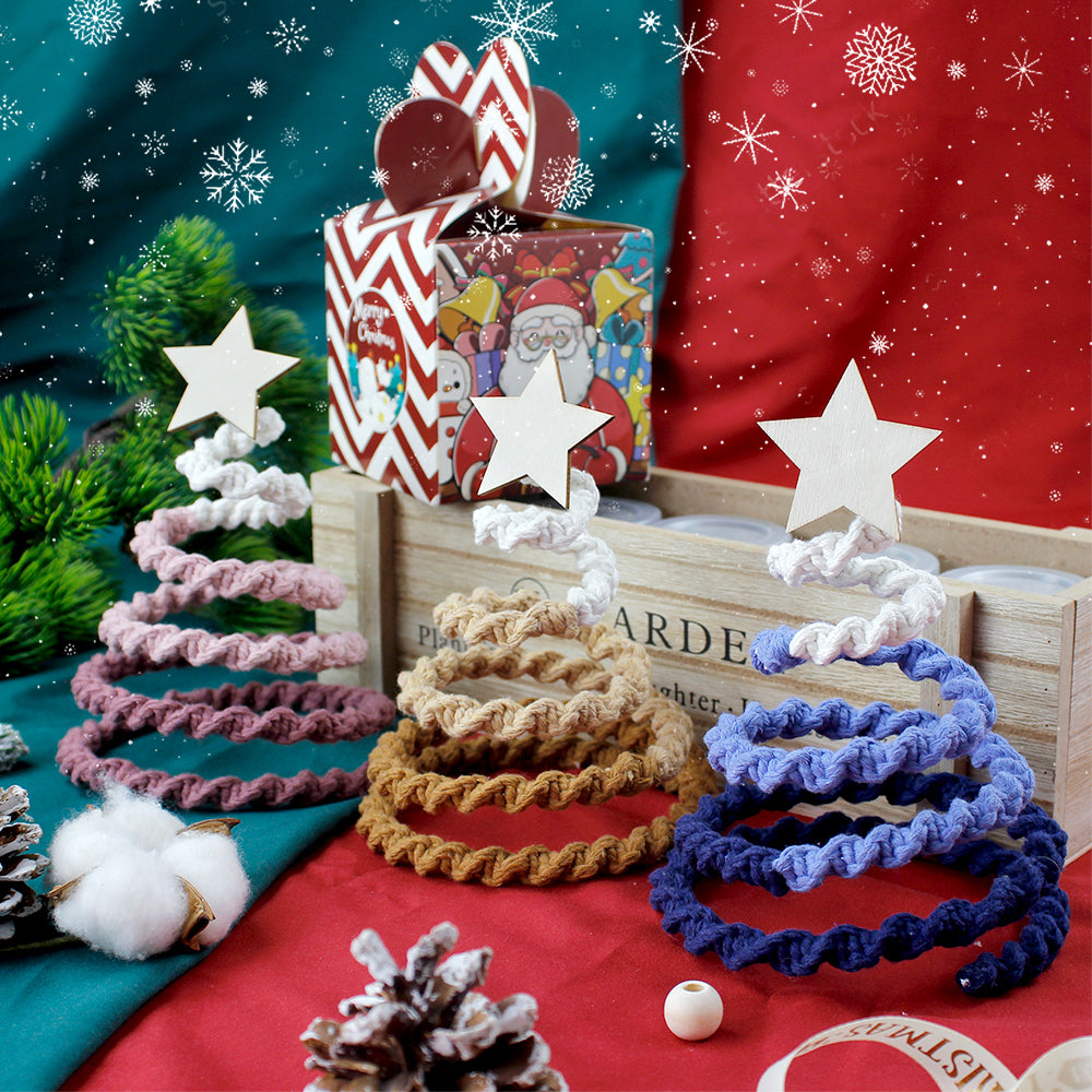 Gradient Half-Knot Christmas Tree Weaving Kit Macrame Kit | Polyester Rope | Holiday DIY Gift | Home Decor | Beginner-Suitable | Tabletop Decor