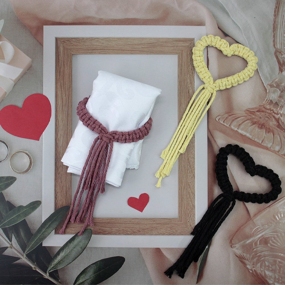 Heart Napkin Clip Weaving Kit Macrame Kit | Napkin Storage | Small Accessory | Beginner-Friendly | Handmade Decor Accessory