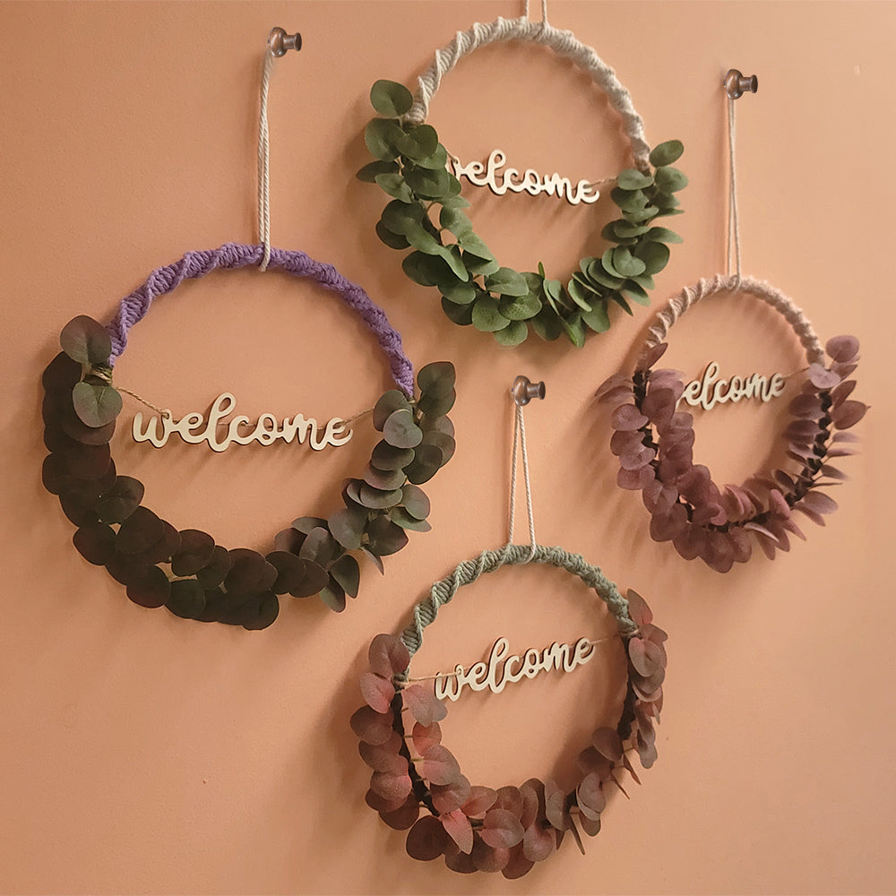 Macrame Kit Leaf Wreath Weaving Kit | 4-Color Option | Natural Wreath | Wall Decor | Beginner Weaving | Handmade Gift