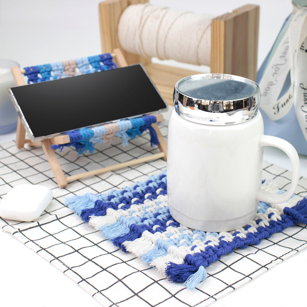 Square Coaster Weaving Kit Macrame Kit | Heat-Resistant Table Protection| Fits Most Cups | Home Style Matching | Beginner-Friendly