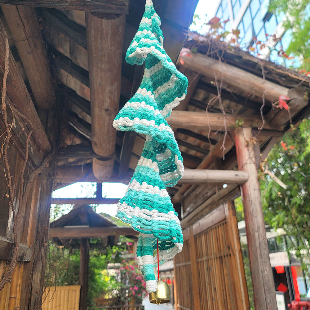 Macrame Kit Spiral Wind Chime Weaving Kit | Gradient Color | Wave Shape | Gold Bell | Beginner Weaving